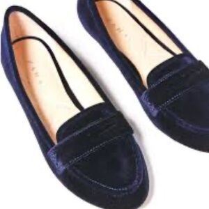 Zara Navy Blue Velvet Loafers - Sz. 41